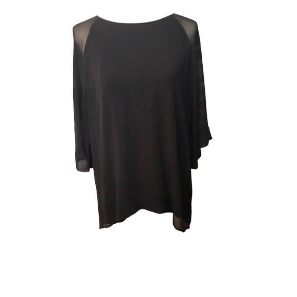 Bobeau Collection black chiffon mixed media tunic - Picture 2 of 7